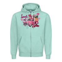 Seafoam loads of love valentine's day farm truck Zipper Hoodie - FaDigitalArtStudio