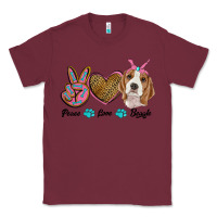 Burgundy peace love beagle Classic Tee - RanaPortraitStore
