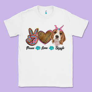 Peace Love Beagle Classic Tee Designed By Ranaportraitstore