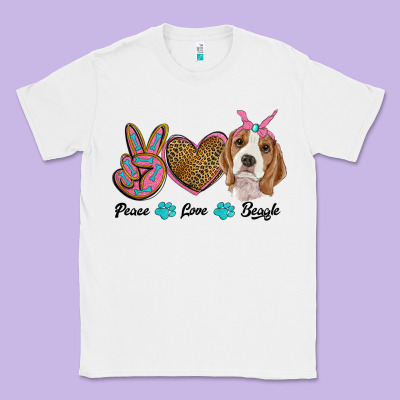 Peace Love Beagle Classic Tee Designed By Ranaportraitstore