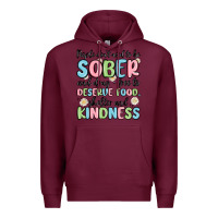 Burgundy people dont need to be sober and drugfree to deserve food Premium Hoodie - MaliasSmallBusiness