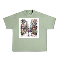 Oil Green Japan Street Urban Heavy Tee - Unal Design