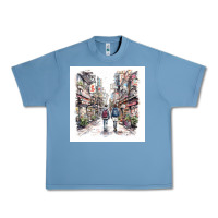 Pebble Blue Japan Street Urban Heavy Tee - Unal Design