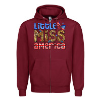 Burgundy Little miss America Zipper Hoodie - Neo Western