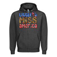 Charcoal Heather Little miss America Zipper Hoodie - Neo Western