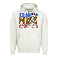 Oatmeal Heather Little miss America Zipper Hoodie - Neo Western