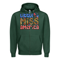 Sports Green Little miss America Zipper Hoodie - Neo Western