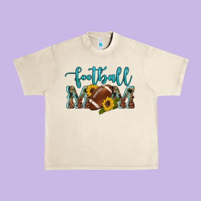 Western Leopard Camouflage Sunflowers  Glitter Mom Football Urban Heavy Tee Designed By Artiststas