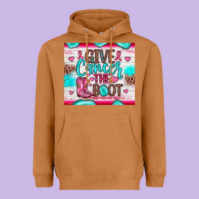Give Cancer The Boot Heavyweight Hoodie Designed By Jahusdesignshop