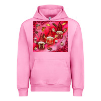 Fuchsia Pink gnomies with food Urban Hoodie - NancyCooperArtShop