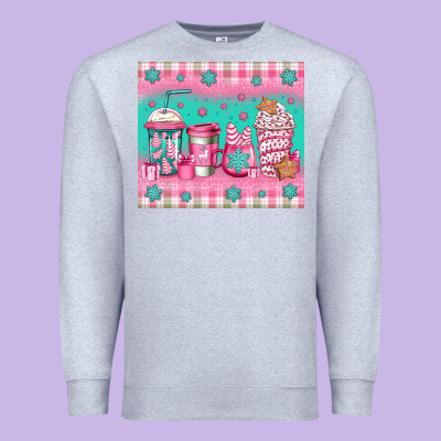Pink Christmas Coffee Premium Sweatshirt Designed By Jasminsmagicworld