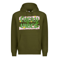 Army Green lucky vibes Premium Hoodie - MaliasSmallBusiness
