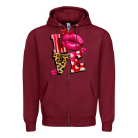 Burgundy love lips Zipper Hoodie - FaDigitalArtStudio