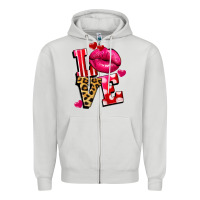 Dove Grey love lips Zipper Hoodie - FaDigitalArtStudio