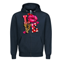 Navy love lips Zipper Hoodie - FaDigitalArtStudio
