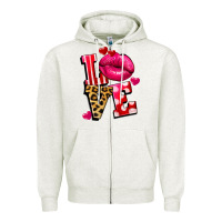 Oatmeal Heather love lips Zipper Hoodie - FaDigitalArtStudio