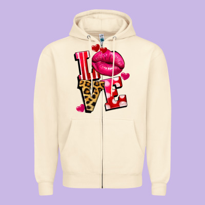 Love Lips Zipper Hoodie Designed By Fadigitalartstudio