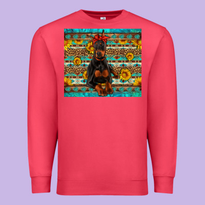 Doberman With Western Background Premium Sweatshirt Designed By Artiststas