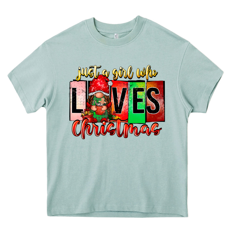 Just A Girl Who Loves Christmas Heavy Core Tee by CowhideDigitalArt | Teevron