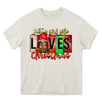 Cream just a girl who loves christmas Heavy Core Tee - CowhideDigitalArt
