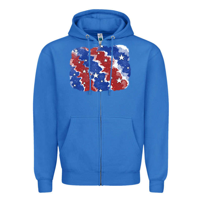 Patriotic Tie Dye Background Zipper Hoodie by CowGirlArtShop | Teevron