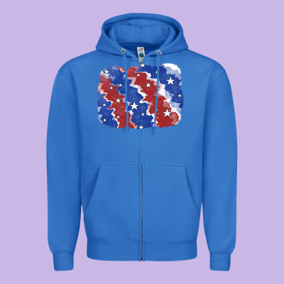 Patriotic Tie Dye Background Zipper Hoodie Designed By Cowgirlartshop