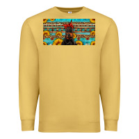 Antique Gold doberman with sunflowers license plate Premium Sweatshirt - Artiststas