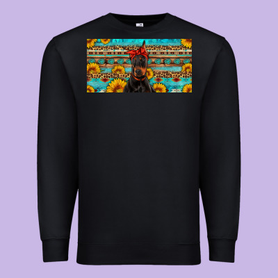 Doberman With Sunflowers License Plate Premium Sweatshirt Designed By Artiststas