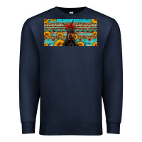 Navy doberman with sunflowers license plate Premium Sweatshirt - Artiststas