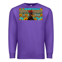 Purple doberman with sunflowers license plate Premium Sweatshirt - Artiststas