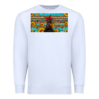 White doberman with sunflowers license plate Premium Sweatshirt - Artiststas