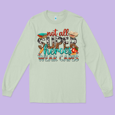 Not All Superheroes Wear Capes With Books Long Sleeve Tee Designed By Texasbilliewilder