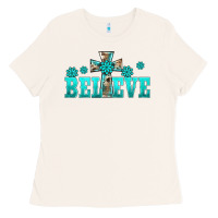 Bone western turquoise's gemstones cross believe Ladies Tee - BarkalooDesign
