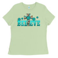 Matcha western turquoise's gemstones cross believe Ladies Tee - BarkalooDesign
