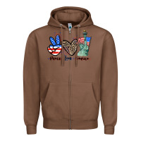 Chestnut Peace love america 4th of july Zipper Hoodie - CowGirlArtShop