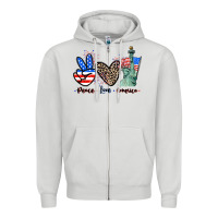 Dove Grey Peace love america 4th of july Zipper Hoodie - CowGirlArtShop