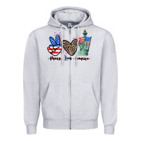Peace Love America 4th Of July Zipper Hoodie | Teevron
