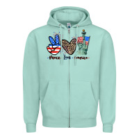 Seafoam Peace love america 4th of july Zipper Hoodie - CowGirlArtShop
