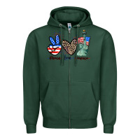 Sports Green Peace love america 4th of july Zipper Hoodie - CowGirlArtShop