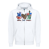 White Peace love america 4th of july Zipper Hoodie - CowGirlArtShop