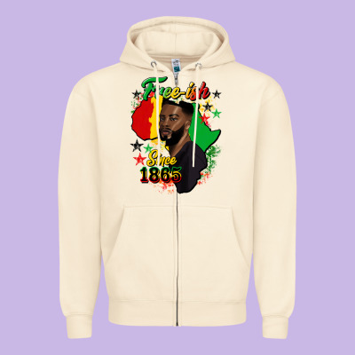 Free Ish Since 1865 Black Man Zipper Hoodie Designed By Hra Design Shop