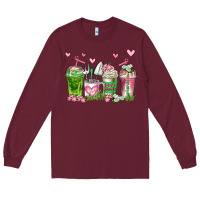 Burgundy botanic coffee cups Long Sleeve Tee - AdoDesignShop