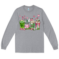 Heather Grey botanic coffee cups Long Sleeve Tee - AdoDesignShop