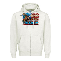 Oatmeal Heather Long live freedom 4th of july Zipper Hoodie - Neo Western