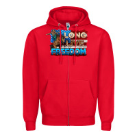 Red Long live freedom 4th of july Zipper Hoodie - Neo Western