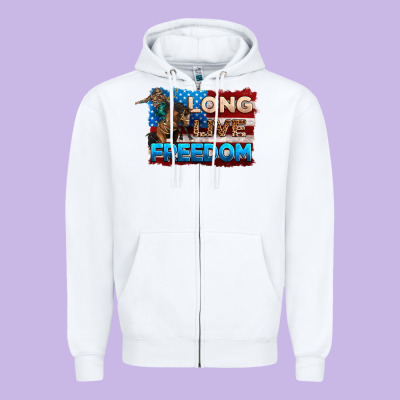 Long Live Freedom 4th Of July Zipper Hoodie Designed By Neo Western