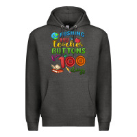 Charcoal Heather pushing my teacher buttons for 100 days Premium Hoodie - MaliasSmallBusiness