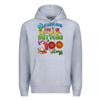 Heather Grey pushing my teacher buttons for 100 days Premium Hoodie - MaliasSmallBusiness