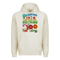 Oatmeal Heather pushing my teacher buttons for 100 days Premium Hoodie - MaliasSmallBusiness