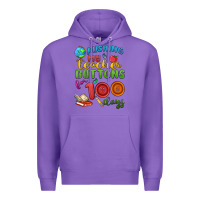 Purple pushing my teacher buttons for 100 days Premium Hoodie - MaliasSmallBusiness